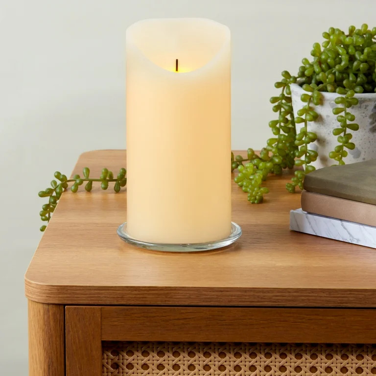 Mainstays Unscented Flameless LED Pillar Candle, Ivory, 4 x 8 in | Walmart (US)