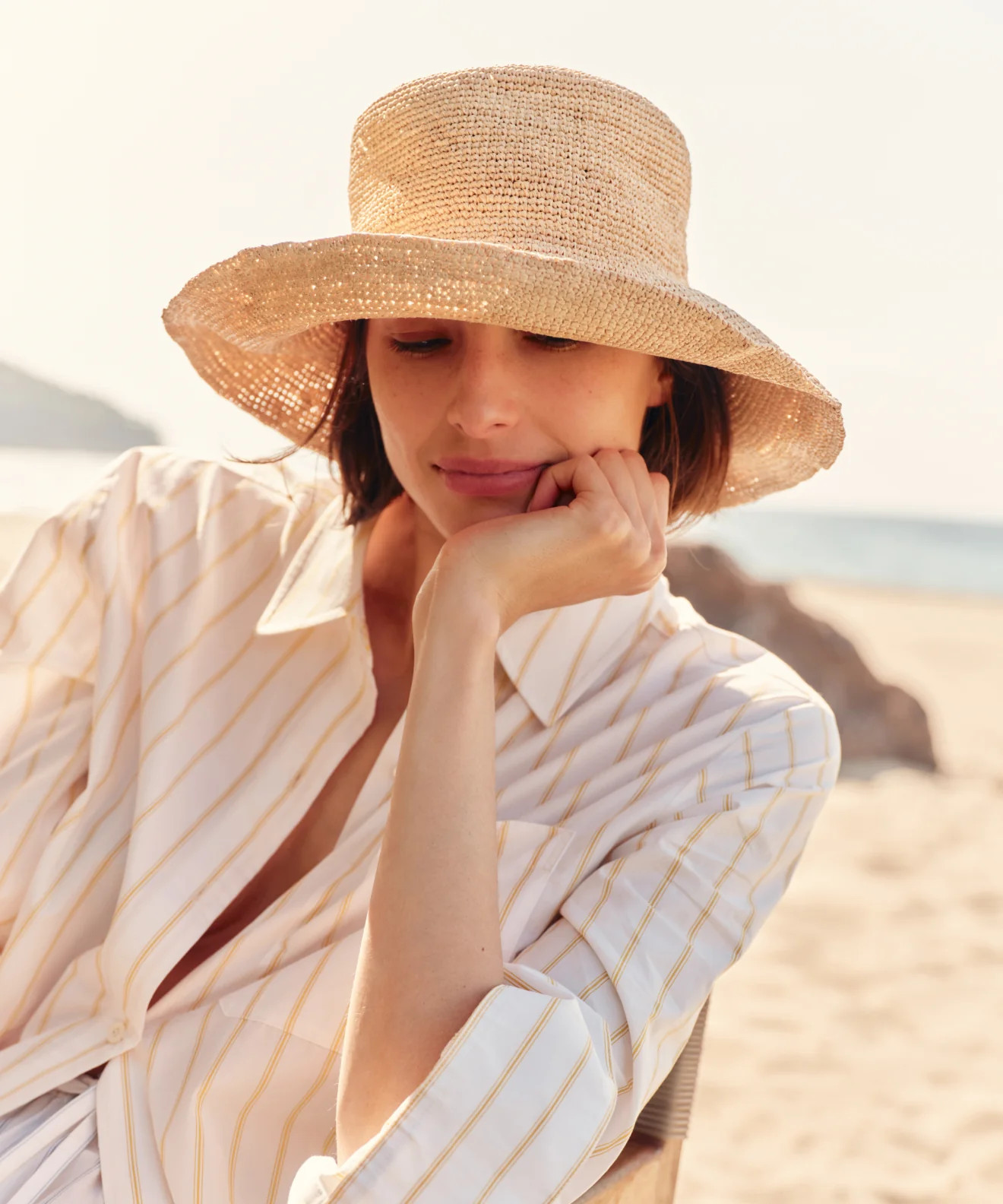 Jenni Kayne Women's Crochet Raffia Sun Hat Size Medium/Large | Jenni Kayne