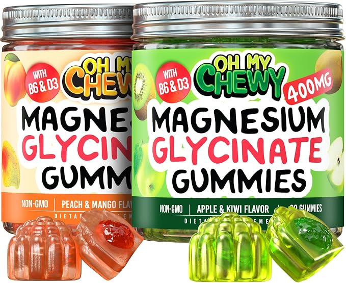 Magnesium Gummies Bundle – 2 Bottles (60 Each) – Apple Kiwi & Peach Mango | Amazon (US)