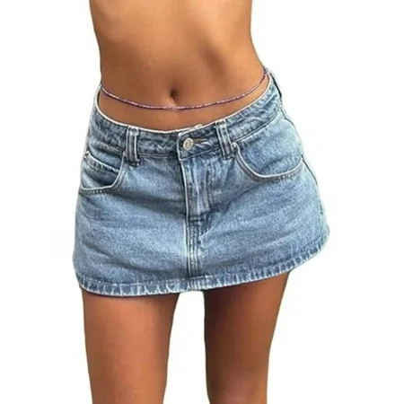 EMMIOL Women's Denim Mini Skirt Low Waist Jean Skirts for Women,Vintage Y2K Style Summer Denim Skirts | Walmart (US)
