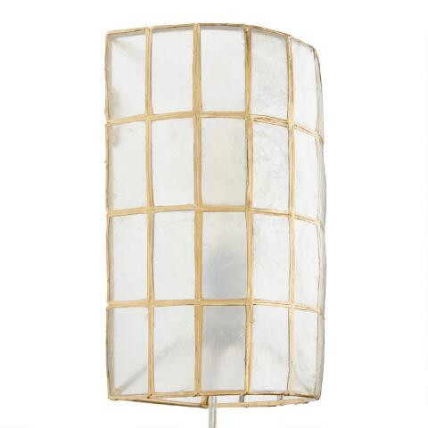 Gold Capiz Cylinder Wall Sconce | World Market