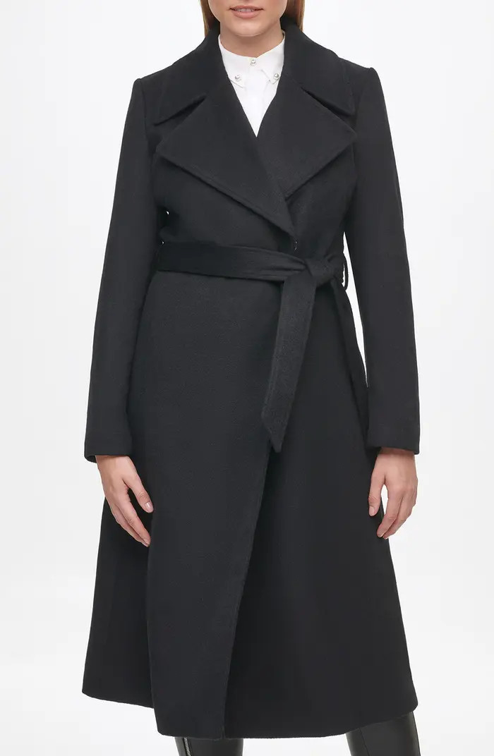 Karl Lagerfeld Paris Wool Blend Wrap Coat | Nordstrom | Nordstrom