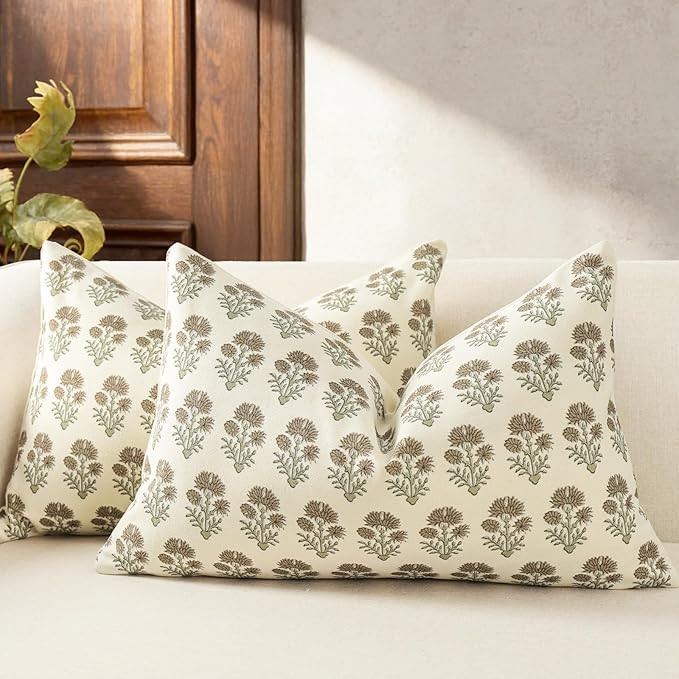 Farmhouse Floral Pillow Covers 12x20 Set of 2, Country Botanical Throw Pillow Cover for Sofa Couc... | Amazon (US)
