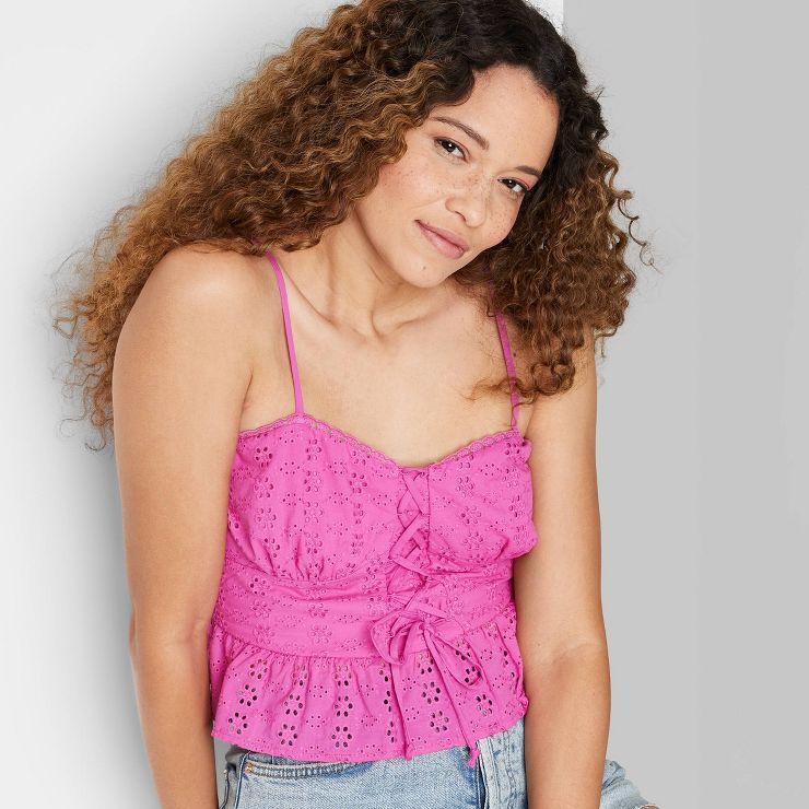 Women's Strappy Lace-Up Peplum Tank Top - Wild Fable™ | Target