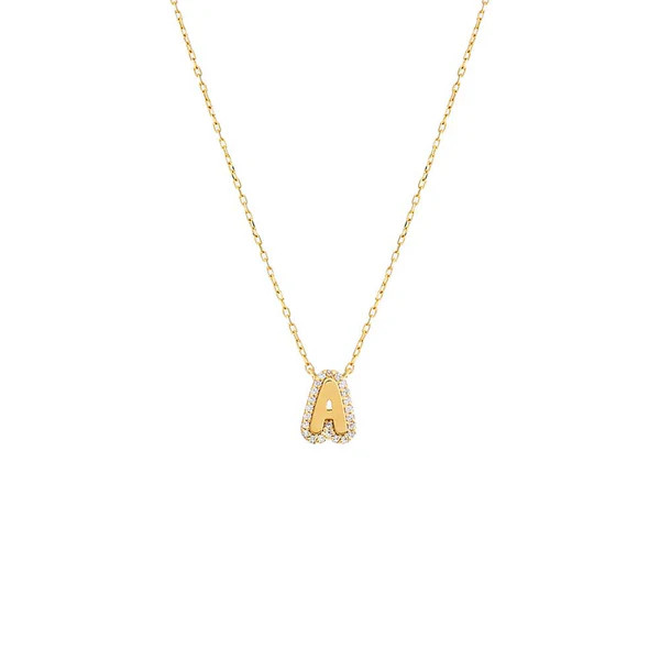 Pave Bubble Initial Necklace | Adina Eden
