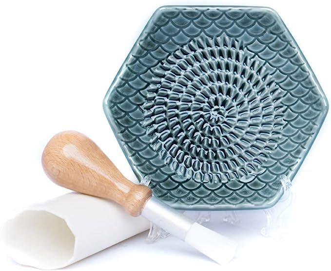 The Grate Plate 3 Piece Handmade Ceramic Garlic Grater Set - Grater, Peeler, Brush | Amazon (US)