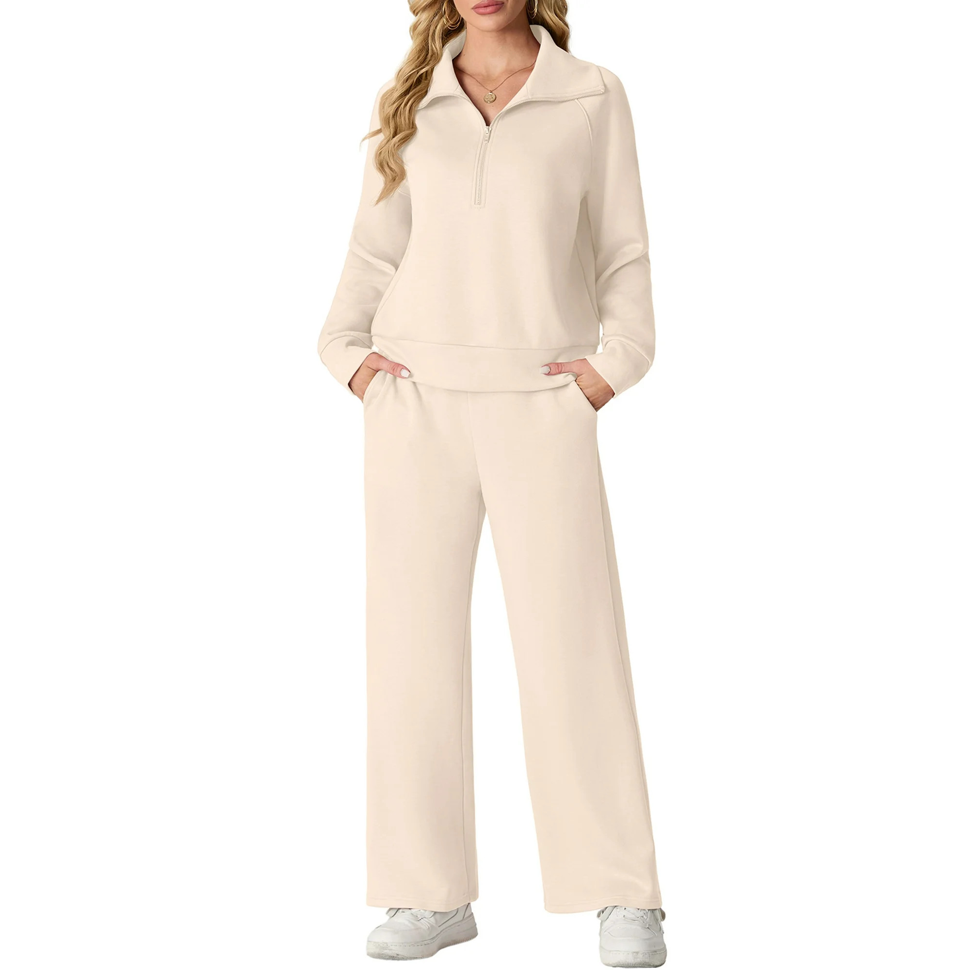 Cueply 2 Piece Sets for Women Outfits Sweatsuits Long Sleeve Sweatshirts Sweatpant Lounge Set wit... | Walmart (US)