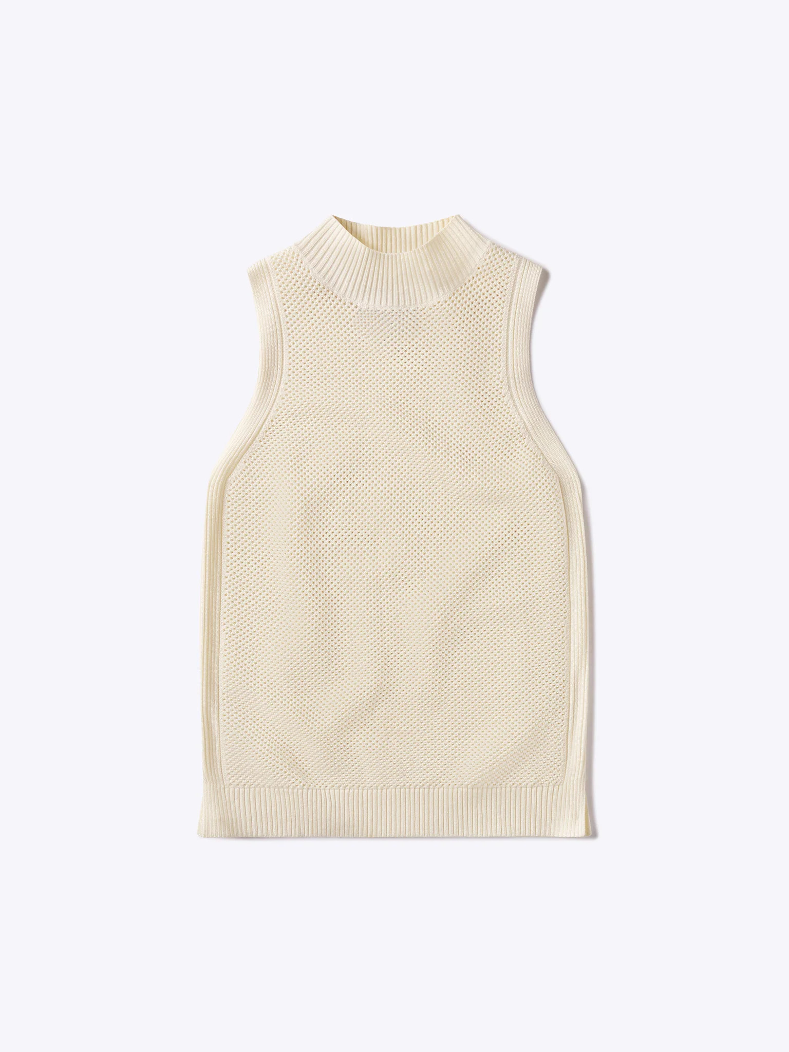 Portofino Sleeveless Mock Neck | Oat | Cuts Clothing Inc.