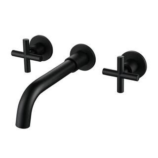 Boyel Living 2 Double Handle Wall Mounted Bathroom Kitchen Faucet Basin Mixer Taps in Matte Black... | The Home Depot