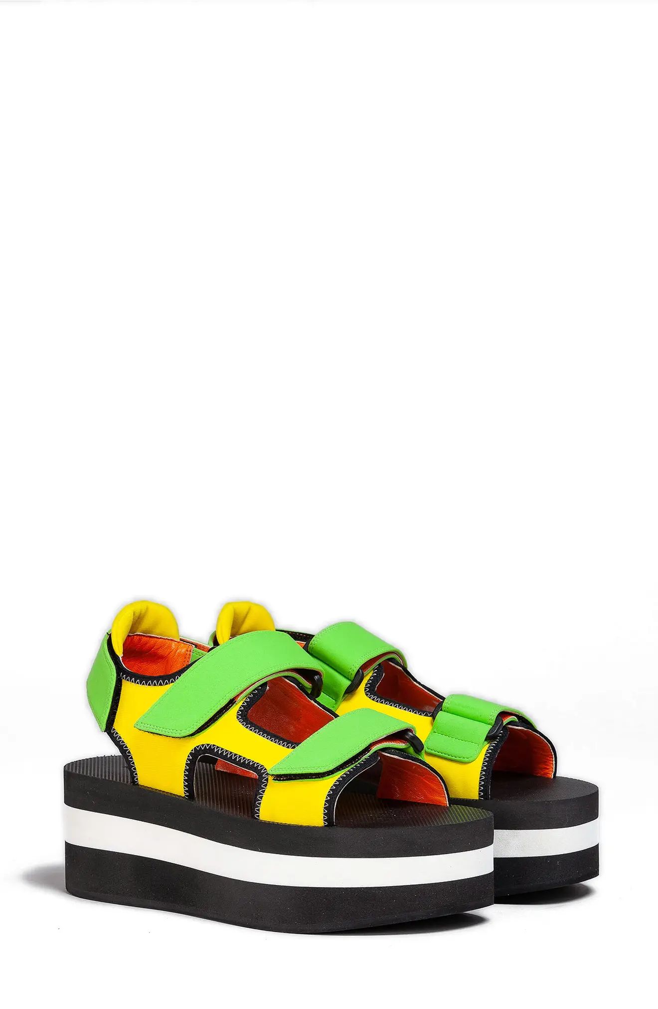 Marni Colorblock Wedge Sandal in Corn/lime at Nordstrom, Size 6Us | Nordstrom