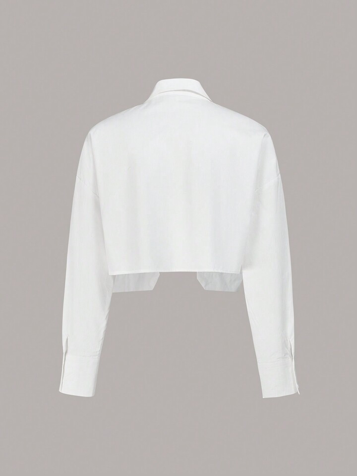 SHEIN EZwear White Woven Shirt Button Up Shirt | SHEIN