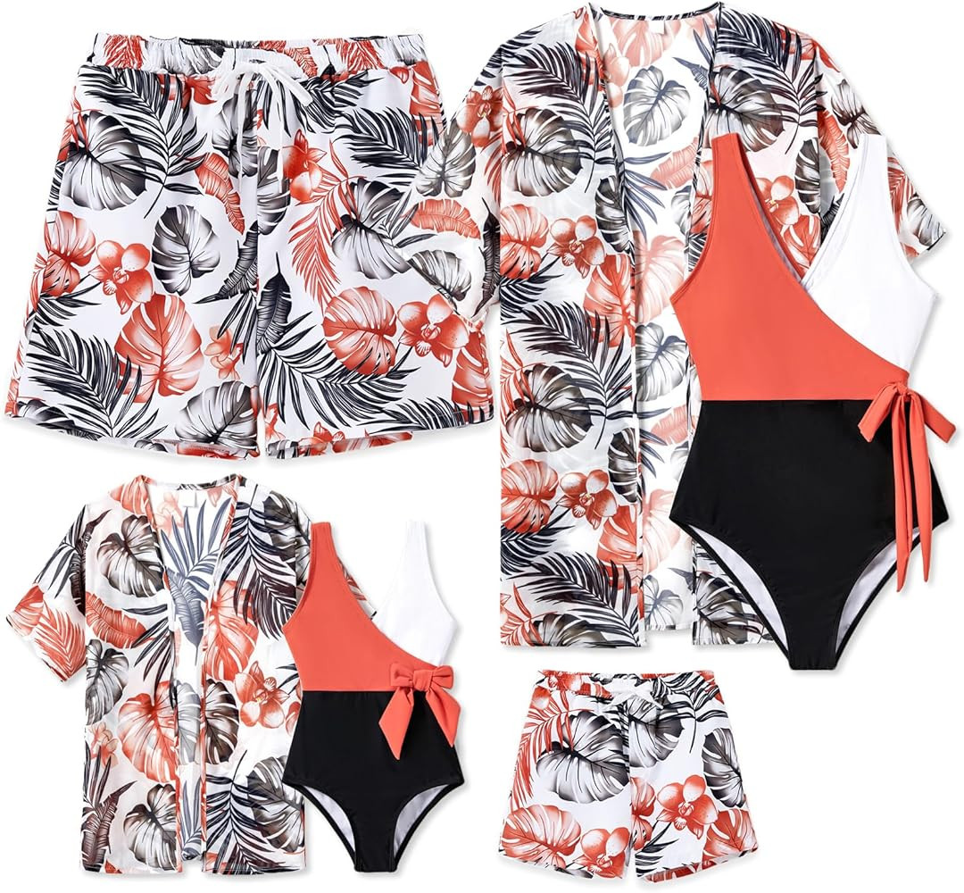 IFFEI Mommy and Me Family Matching Swimsuits Color Block Women One Piece Tummy Control Bathing Su... | Amazon (US)