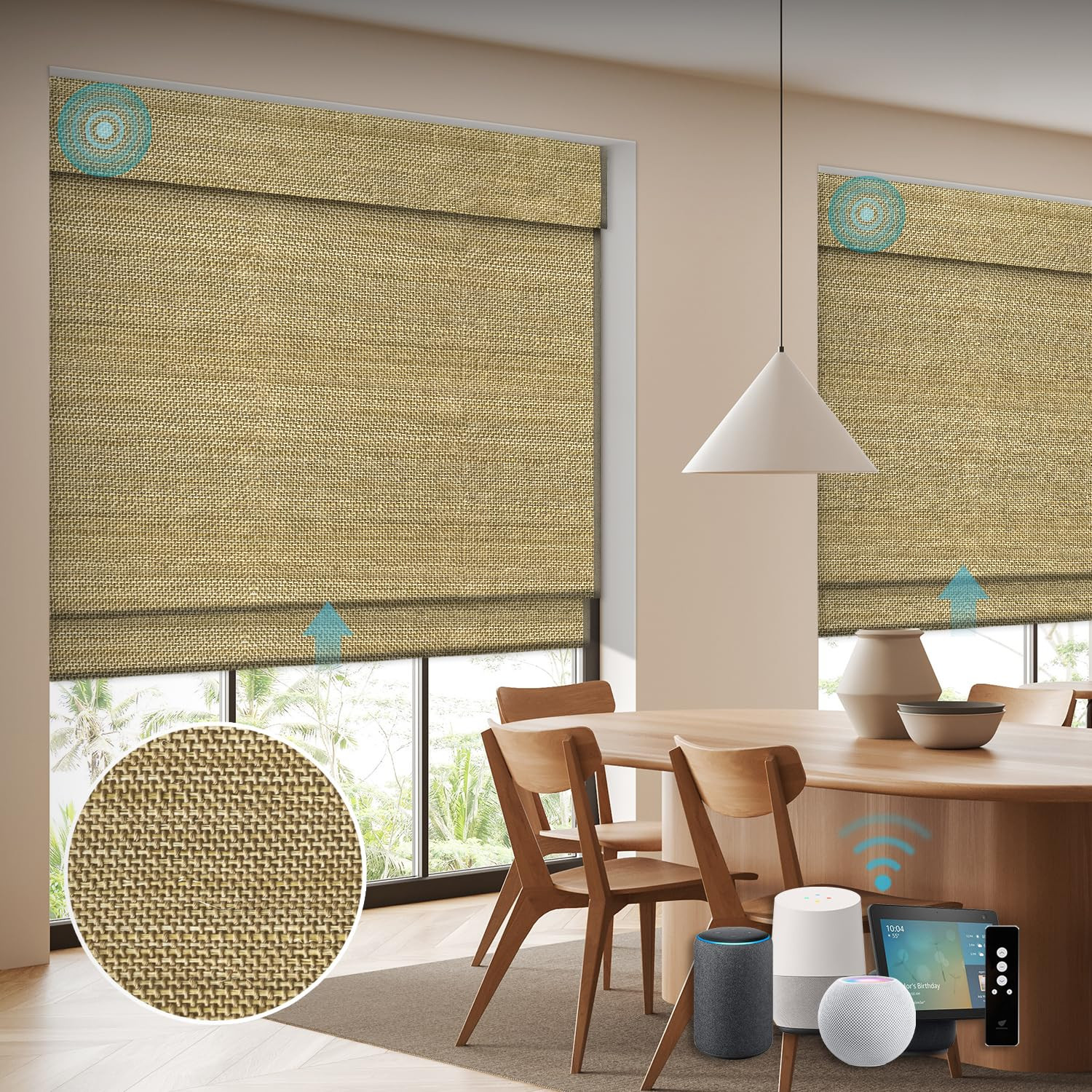 SmartWings Motorized Wood Blinds Smart Wooven Shades Blackout/Light fitlering for Windows, with R... | Amazon (US)
