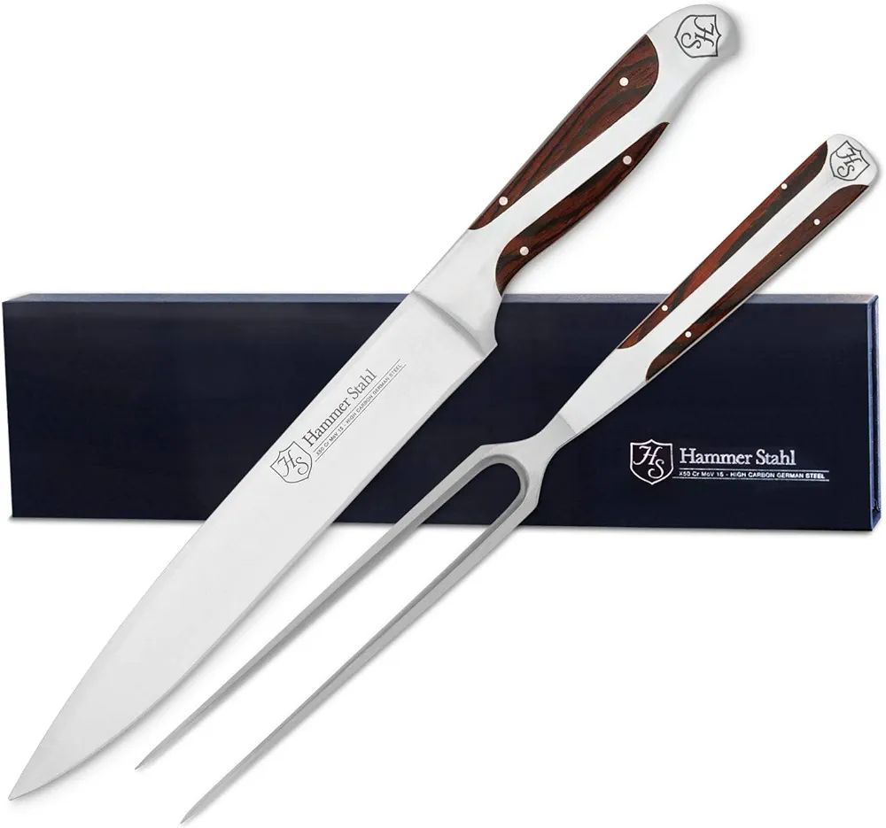 Amazon.com: Hammer Stahl Carving Knife and Fork Set | German Forged High Carbon Stainless Steel Carv | Amazon (US)