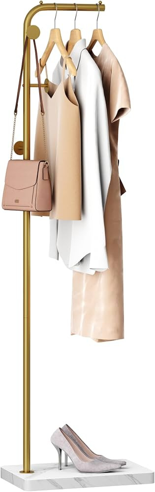 HOMEFORT Metal Coat Rack, Modern Coat Tree with 3 Hooks, L Shaped Coat Hanger Stand, Freestanding... | Amazon (US)