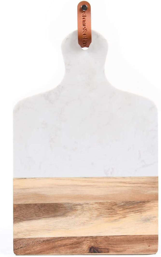 Stone & Clay Marble and Wood Cheese Board - 2-in-1 Charcuterie Cutting Board and Serving Tray - W... | Amazon (US)