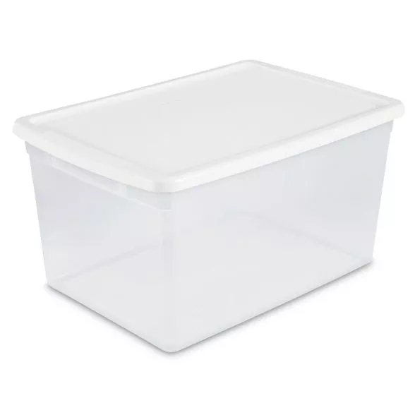 66Qt Clear Stackable Bin Lid Plastic Tote Box Storage Containers Organizer  6 PCS