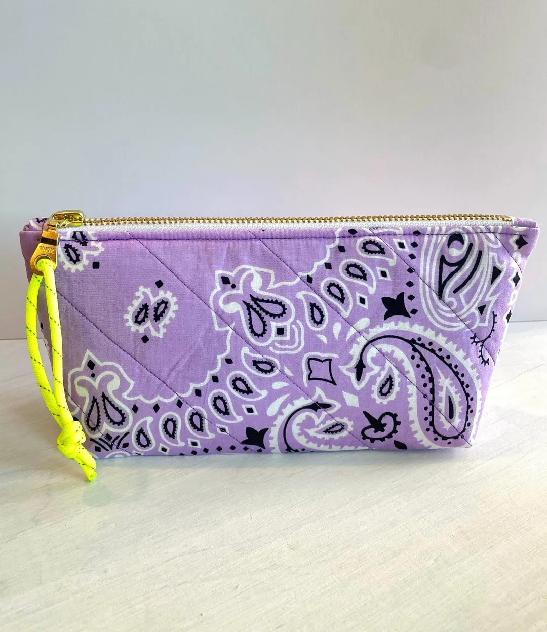 Lavender Purple Bandana Zipper Pouch – Flat Bottom Cosmetic Bag – Handmade Clutch - Etsy | Etsy (Global)