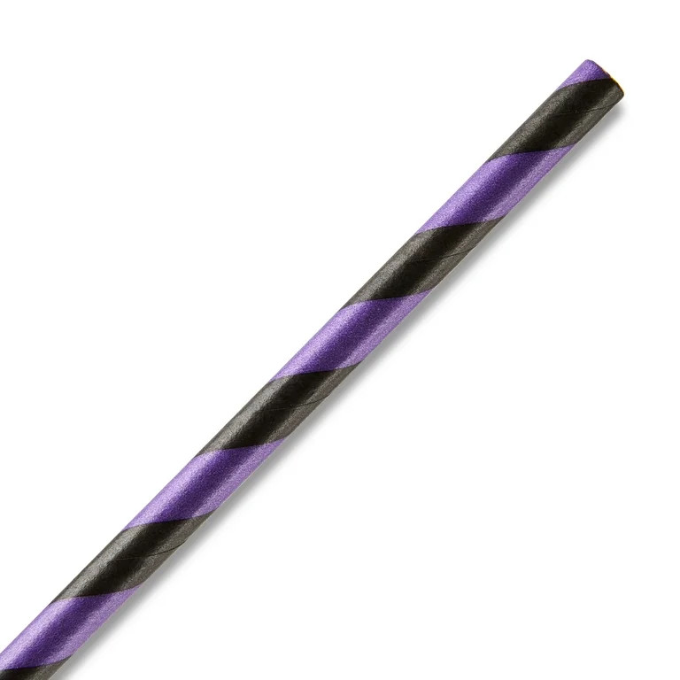 Halloween Paper Straws, Purple and Black, 7.75", by Way To Celebrate | Walmart (US)