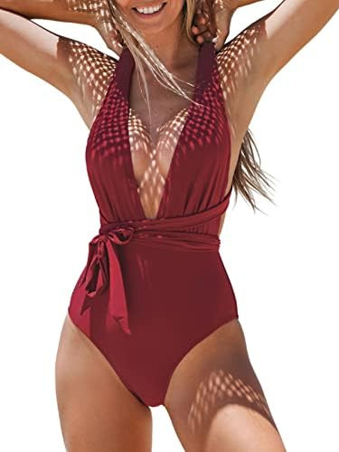 CUPSHE Women's Stripe Bikini Bowknot Shirred Swimsuit | Amazon (US)