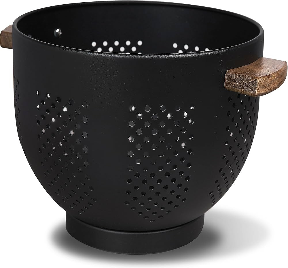 SWEVEN Stainless Steel Colander with Wood Handle | Metal Food Strainer for Washing Pasta Vegetabl... | Amazon (US)