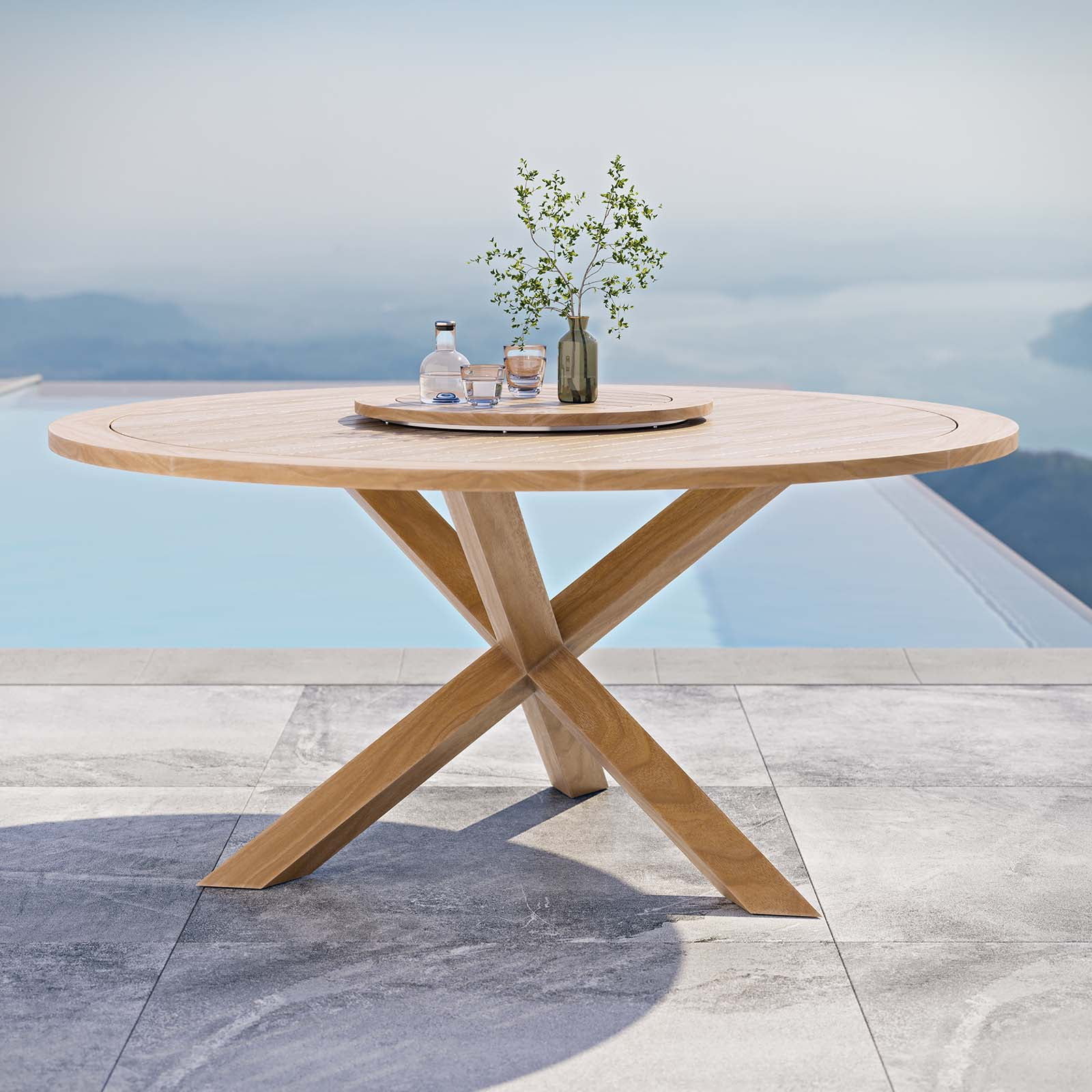Modway Wellspring 63" Outdoor Patio Teak Wood Dining Table in Natural | Walmart (US)