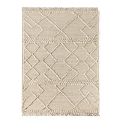 Lovato Geometric Hand-Knotted Wool Area Rug in Beige | Perigold