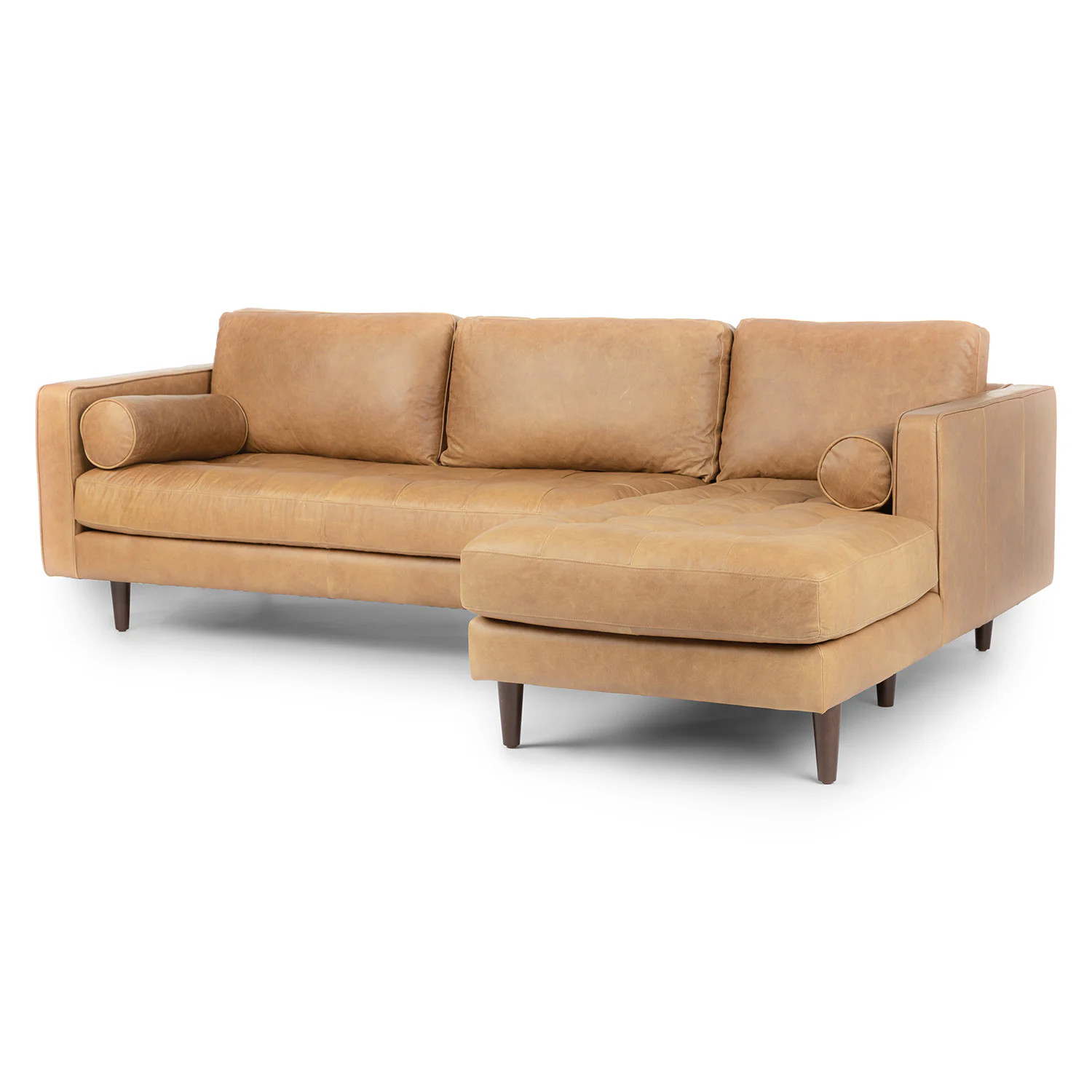 Sven 100" Tufted Leather Right Sectional - Charme Tan | Article
