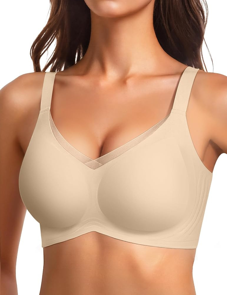 Vertvie Wireless Bras for Women No Underwire Supportive Mesh Crossover Bra Seamless Push Up Full ... | Amazon (US)
