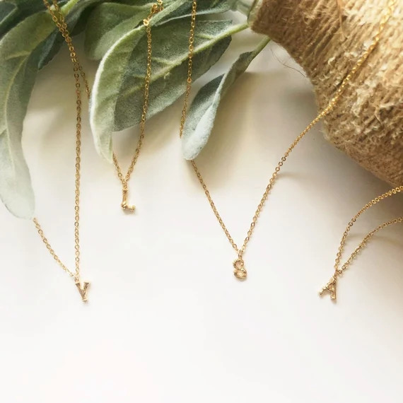 Small Bamboo Initial Necklace/Gift For Her/Personalize/Initial Necklace/Bridesmaid Gift/Birthday ... | Etsy (US)