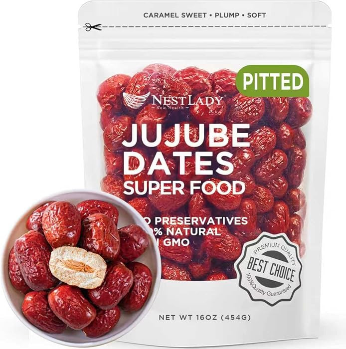 NESTLADY Premium Pitted Jujube Dates,Red Dates, 1LB(454g), 100% Natural Sun-Dried Red Dates, Pitt... | Amazon (US)