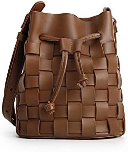 TIJN Woven Bucket Bag for Women Luxury Satchel Handbag with Vegan Leather Mini Crossbody Bag-Aili... | Amazon (US)