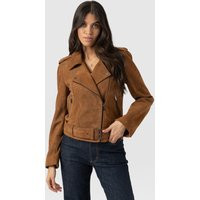 Women's Luther Suede Jacket, Camel, Tan, Leather, Size L (UK 16-18), Saint + Sofia | Saint + Sofia UK
