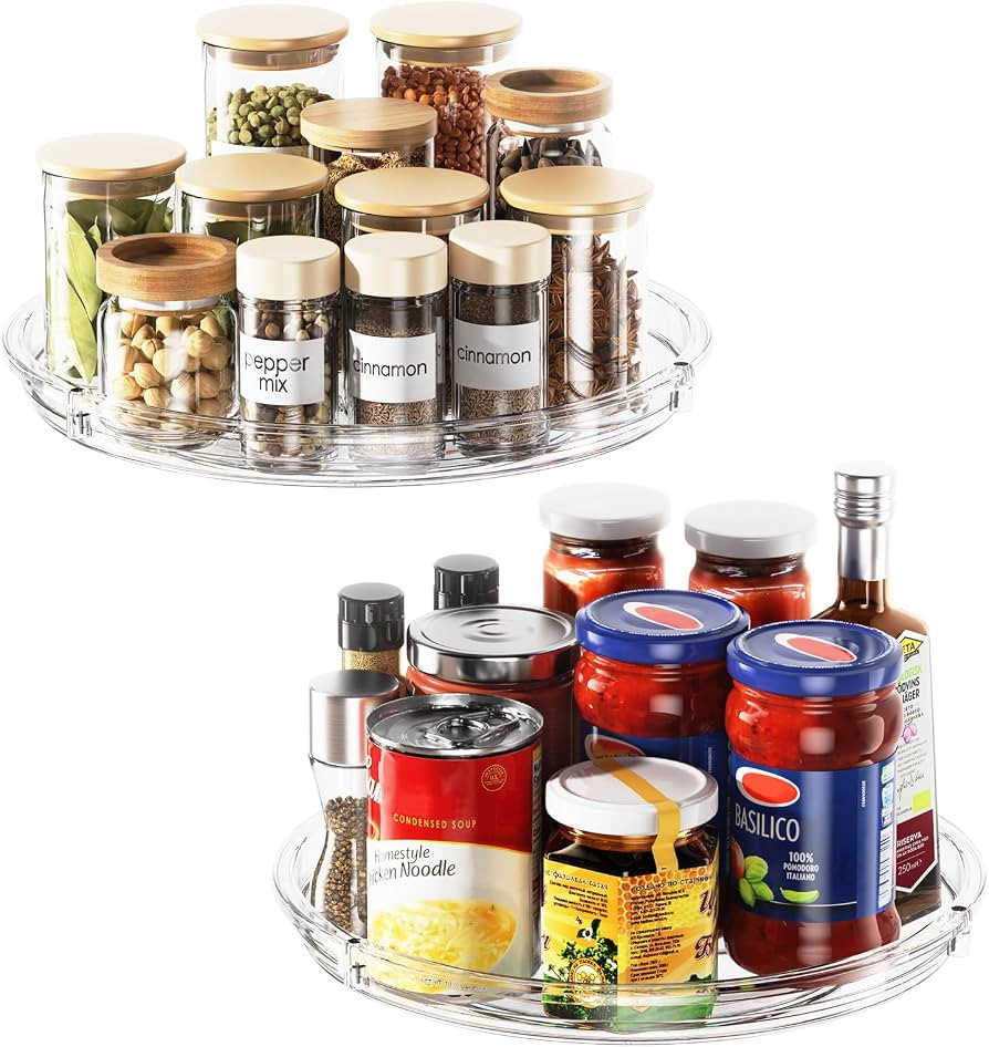 LAMU 2 Pack Lazy Susan Organizer 9 inch Lazy Susan Turntable for Cabinet, Rotating Spice Organiza... | Amazon (US)