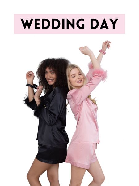 Feather trim bridesmaid pajamas. Pink feather trim pajamas. Bachelorette party pajamas. Bridesmaid gifts.

#LTKWedding #LTKStyleTip #LTKFindsUnder50