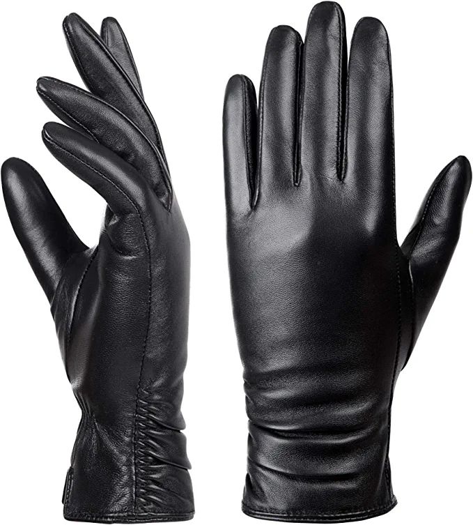 Womens Winter Leather Touchscreen Texting Warm Driving Lambskin Pure Genuine leather Gloves | Amazon (US)