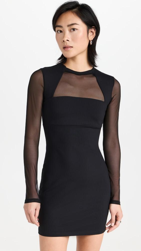 Susana Monaco Mesh Crew Long Sleeve Dress | Shopbop | Shopbop