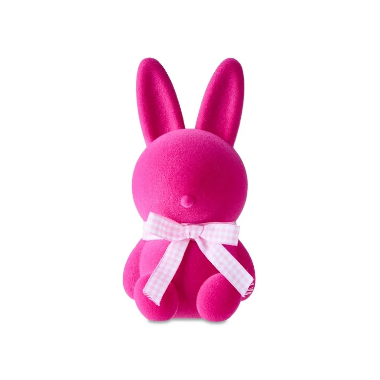 Easter Hot Pink Flocked Bunny Decor, 7 in, by Way To Celebrate | Walmart (US)
