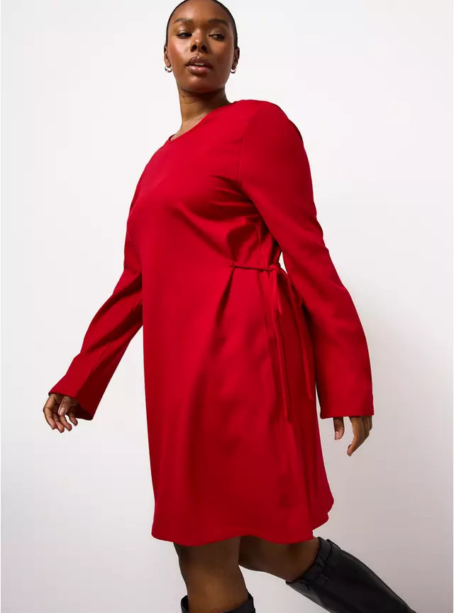 Red Tie Detail Ponte Mini Dress 10 | Tu Clothing