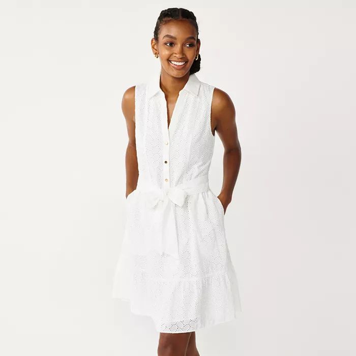 Women's DRAPER JAMES RSVP™ Button Front Sleeveless Shirt Dress | Kohl's