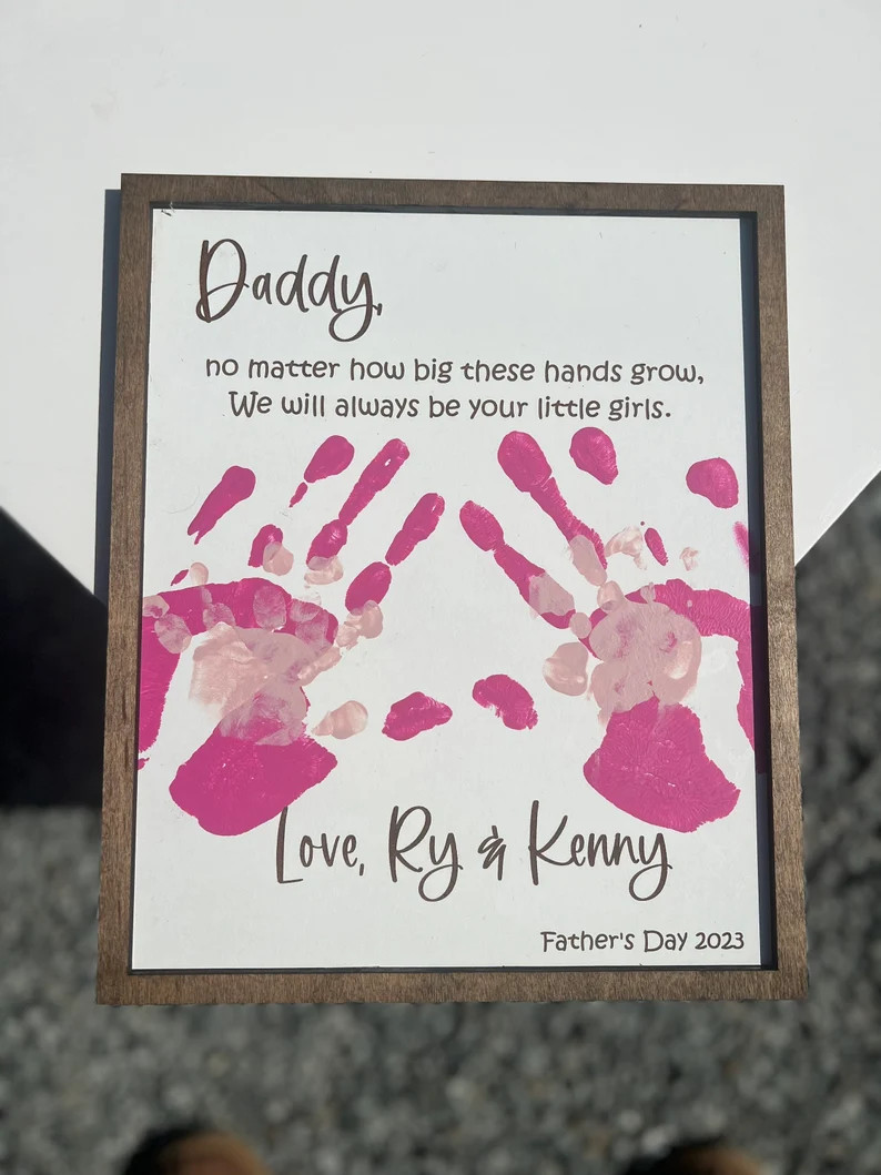 Father's Day Handprint Sign: DIY Wooden Keepsake Gift - Etsy | Etsy (Global)