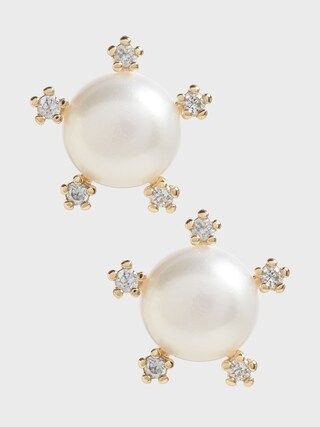 Pearl With Pave Stud Earrings | Banana Republic Factory