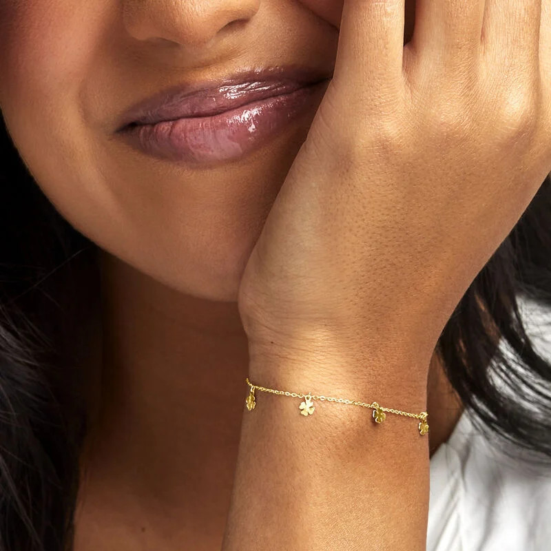 Italian 14kt Yellow Gold Clover Station Bracelet. 6.5" | Ross-Simons