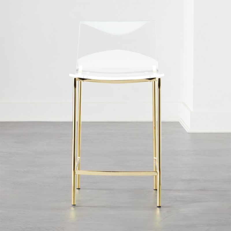 Chiaro Clear Counter Stool Gold Set of 2 + Reviews | CB2 | CB2