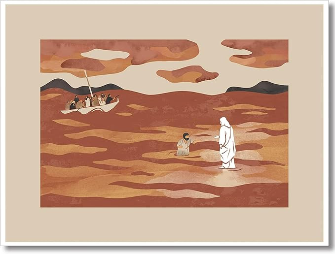 OAOPIC Abstract Jesus Pictures Canvas Wall Art, Jesus and Peter Walk on Water Minimalist Posters ... | Amazon (US)