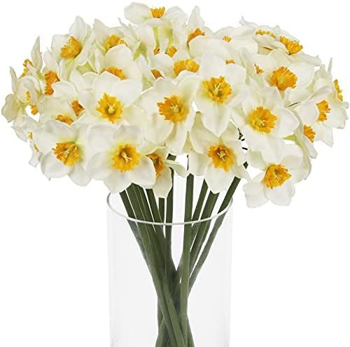 Tinsow Artificial Daffodil Flowers 15.8 Inches Narcissus Spring Flower Fake Silk Flower Arrangeme... | Amazon (US)