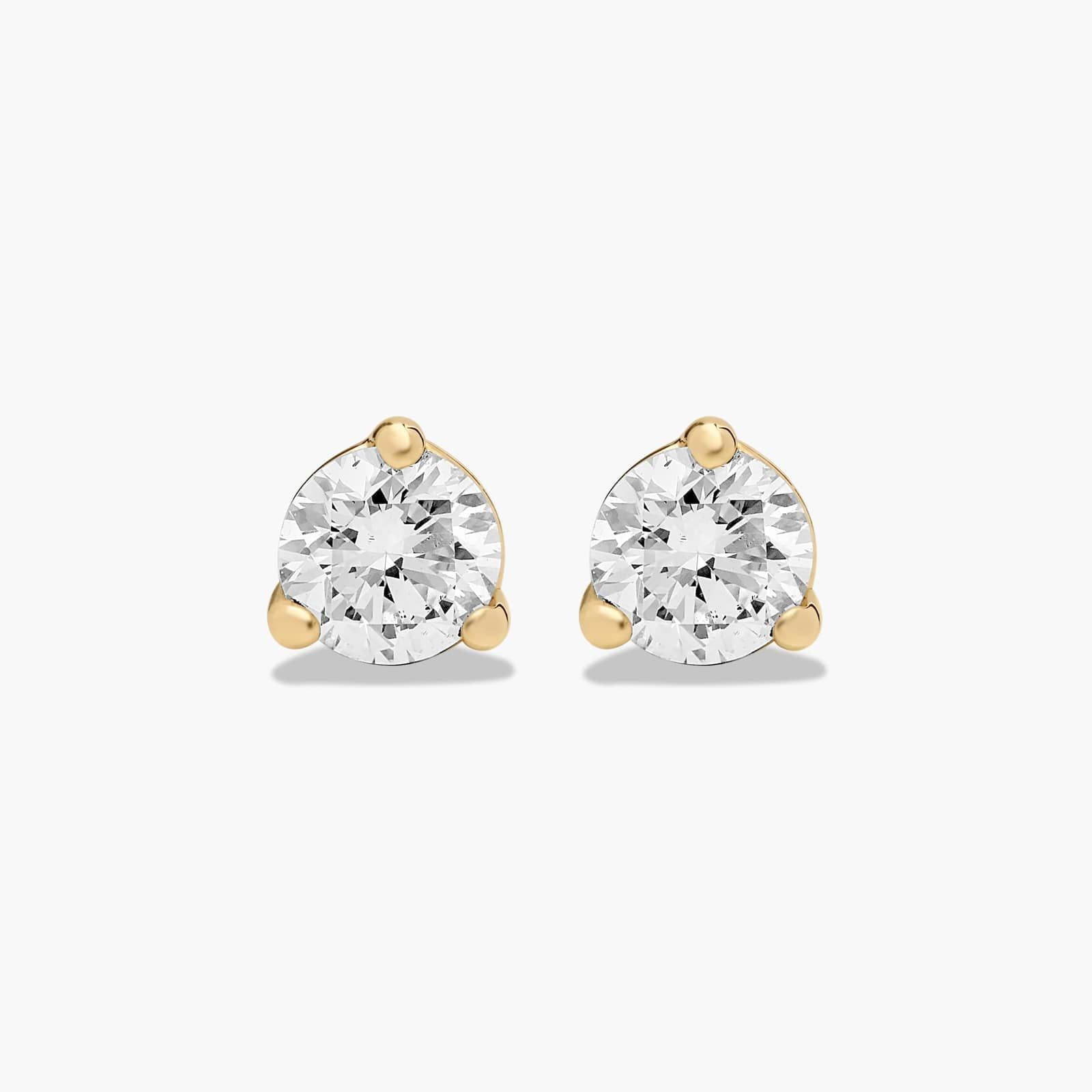 14K Yellow Gold Three Prong Martini Lab-Grown Diamond Stud Earrings (0.25 CTW - F-G / VS2-SI1)-27... | JamesAllen
