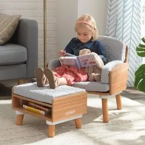 Mid-Century Kid Reading Chair & Ottoman | KidKraft