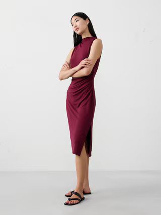 SOFT LUXE BATEAU-NECK MIDI DRESS | Banana Republic Factory