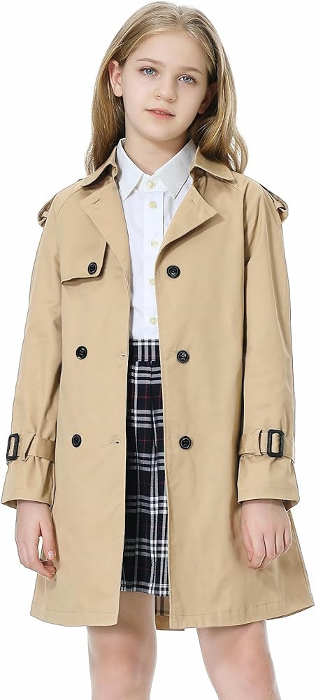 Betusline Girls & Women's Trench Coat Double Breasted Classic Lapel Outerwear, 3 Years - Women 2X... | Amazon (US)